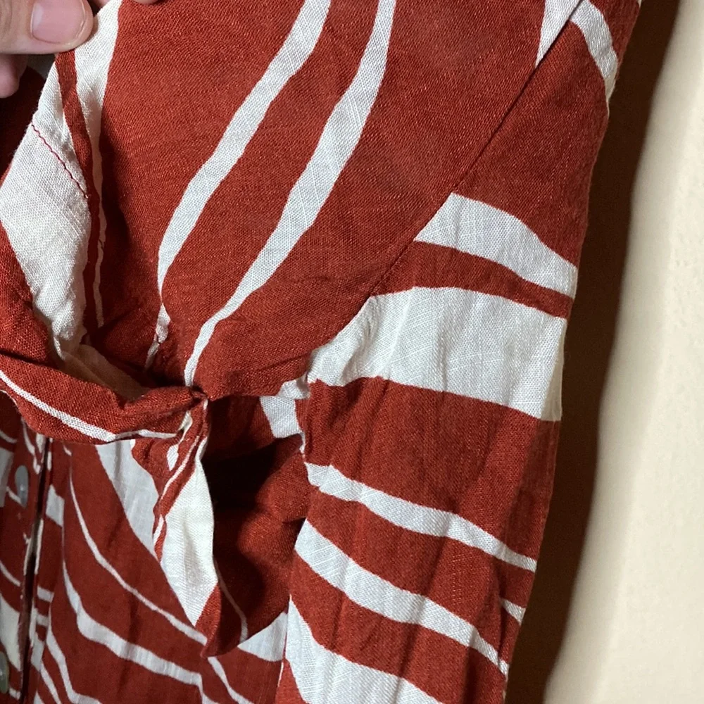 Ruby Rd Petite Button down slub shirt zebra print size Large - Picture 3 of 8